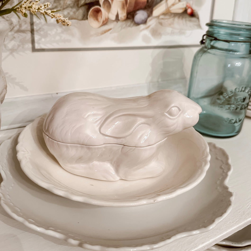 White Ceramic Bunny Tureen